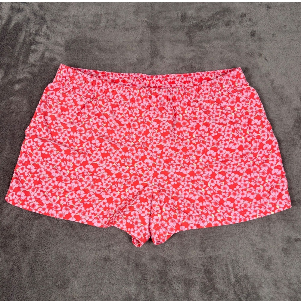 Columbia Shorts Womens Large 32 Pink Floral Hibiscus Outdoor Active Hiking 3in